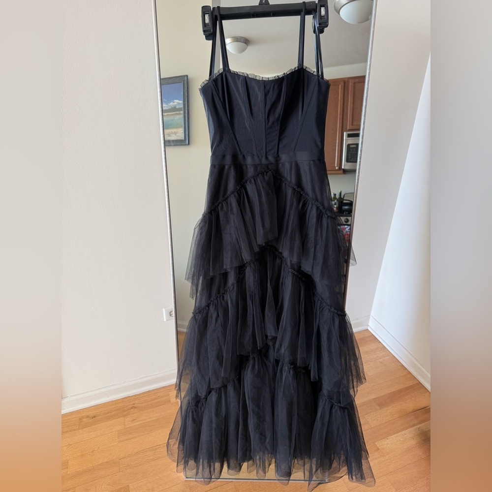 BCBGMaxAzria Black Tiered Tulle Gown 2 - Picture 3 of 4